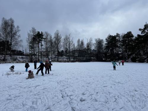 Lek og gøy på isen. 